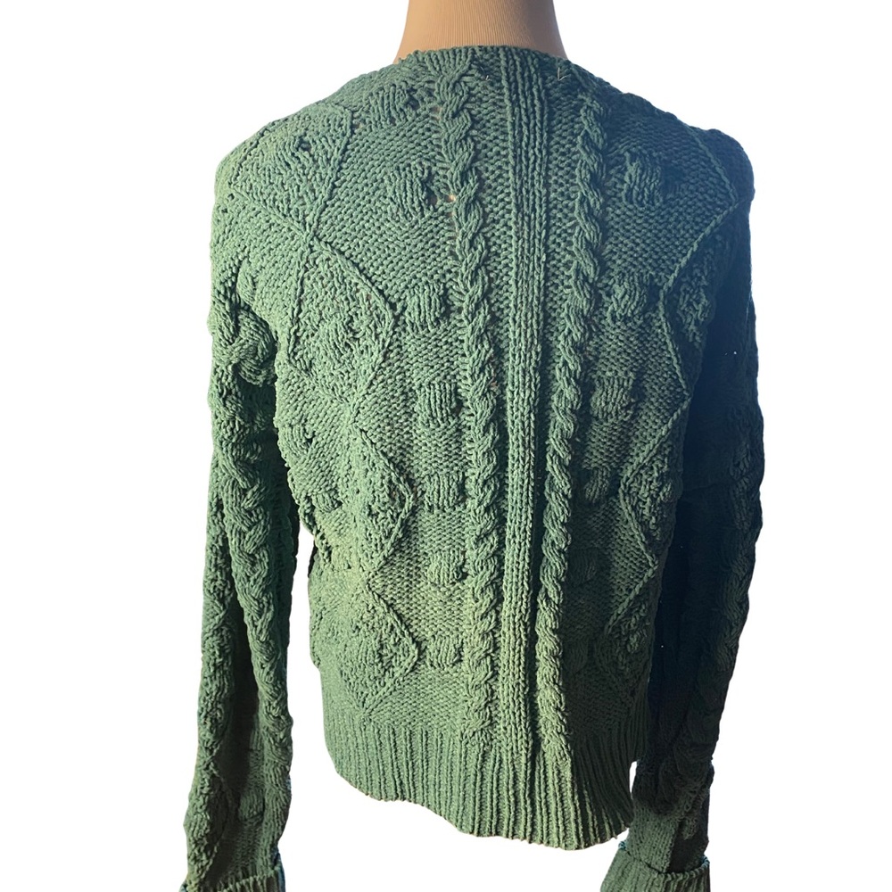 Jessica Simpson Teal Cable Knit Open Front Cardigan Sweater Size M - Picture 3 of 7